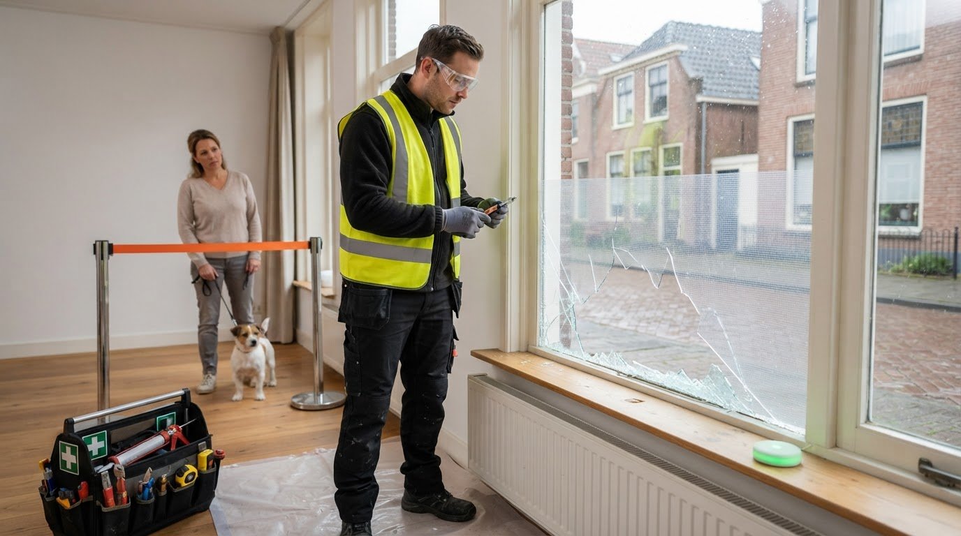 Glaszetter spoedhulp: wat doe je direct bij glasschade in 2026?